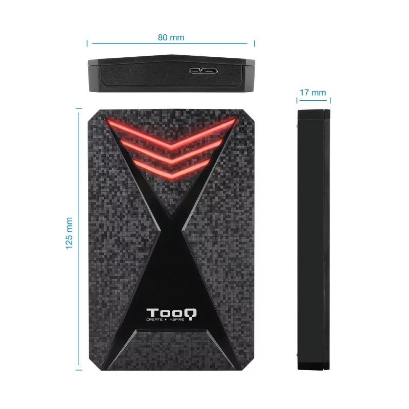 Kontrolsat - External Box 2.5" SATA TooQ - Gaming RGB USB3.1 - TQE-2550