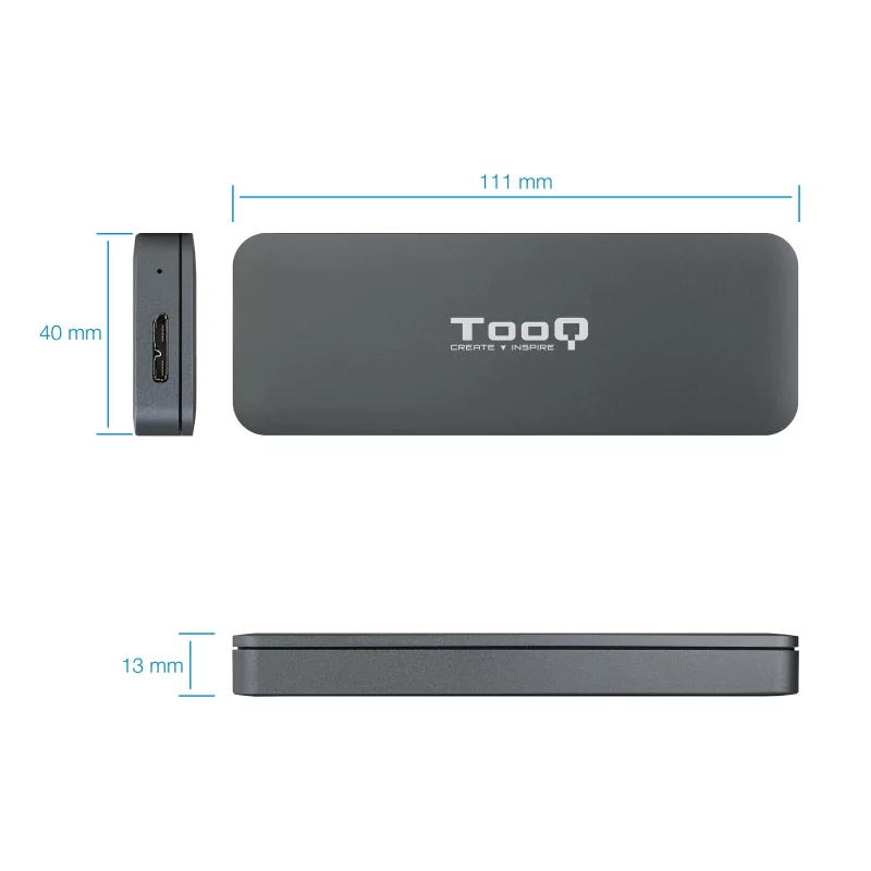 Kontrolsat - TooQ External Box - For SSD - M.2 - SATA - Gray - TQE-2281G