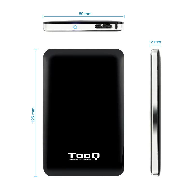 Kontrolsat - TooQ External Box - For Hard Drives - 2.5" SATA - USB 3.0 - Black - TQE-2538B