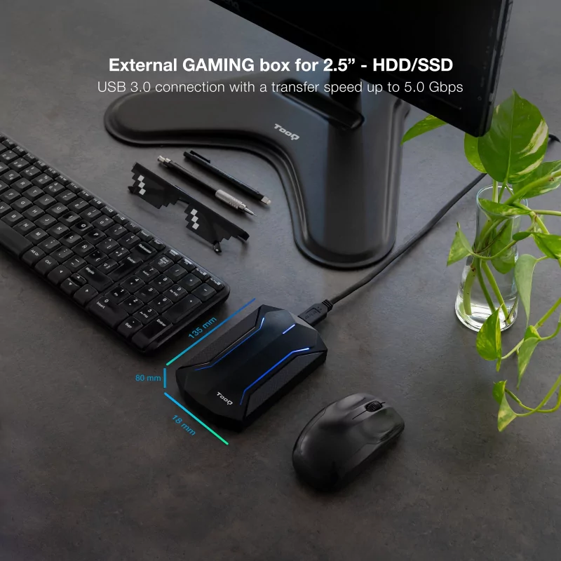 Kontrolsat - TooQ External Box - HDD/SSD - 2.5" - Black - RGB - TQE-2599RGB