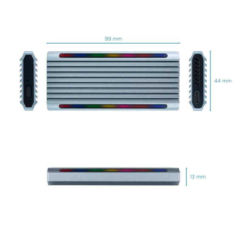 Kontrolsat - Caixa Externa TooQ - SSD - RGB / Cinzento - TQE-2221G