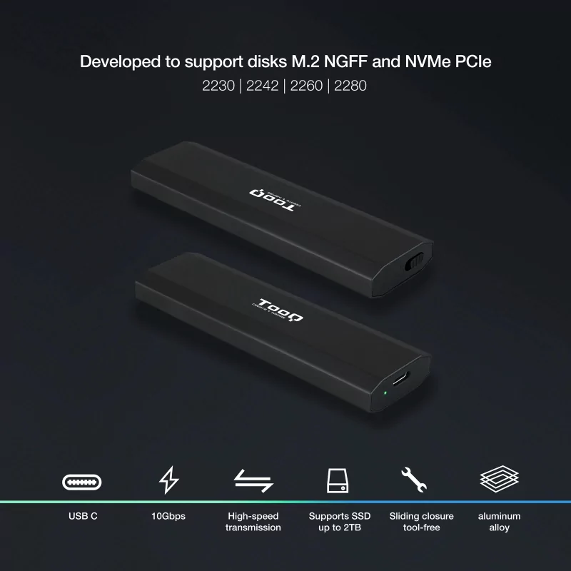 Kontrolsat - TooQ External Enclosure - SSD - Black - TQE-2223B