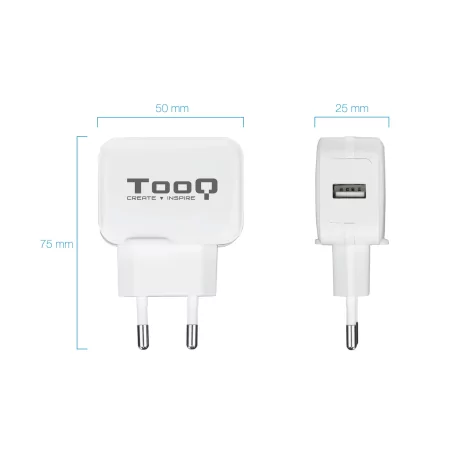 Kontrolsat - TooQ USB Charger - 12W - White - TQWC-1S01WT Kontrolsat - TooQ USB Charger - 12W - White - TQWC-1S01WT