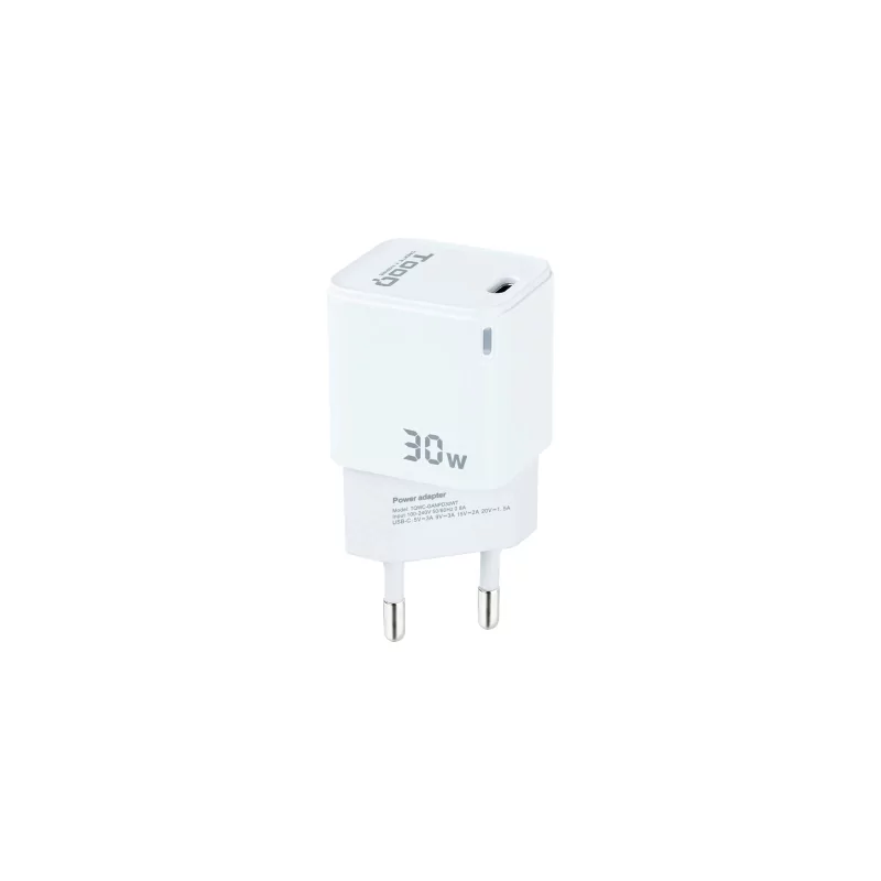 Kontrolsat - TooQ Wall Charger - GaN - 30W - White - TQWC-GANPD30WT Kontrolsat - TooQ Wall Charger - GaN - 30W - White - TQWC-GANPD30WT