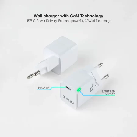 Kontrolsat - TooQ Wall Charger - GaN - 30W - White - TQWC-GANPD30WT Kontrolsat - TooQ Wall Charger - GaN - 30W - White - TQWC-GANPD30WT