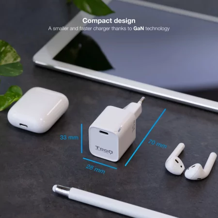 Kontrolsat - TooQ Wall Charger - GaN - 30W - White - TQWC-GANPD30WT Kontrolsat - TooQ Wall Charger - GaN - 30W - White - TQWC-GANPD30WT