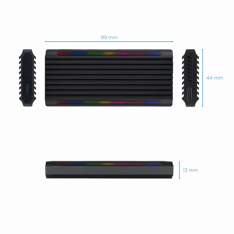 Kontrolsat - Caixa Externa TooQ - SSD - RGB - Preto - TQE-2222B