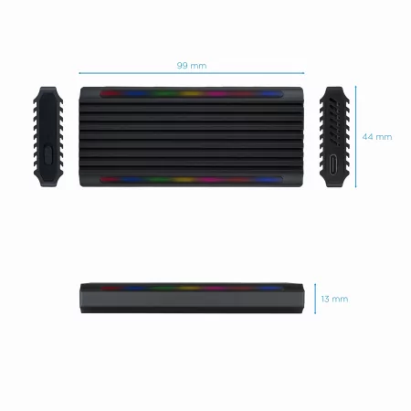 Kontrolsat - Caixa Externa TooQ - SSD - RGB - Preto - TQE-2222B Kontrolsat - Caixa Externa TooQ - SSD - RGB - Preto - TQE-2222B