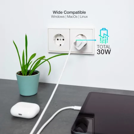 Kontrolsat - TooQ Wall Charger - GaN - 30W - White - TQWC-GANPD30WT Kontrolsat - TooQ Wall Charger - GaN - 30W - White - TQWC-GANPD30WT