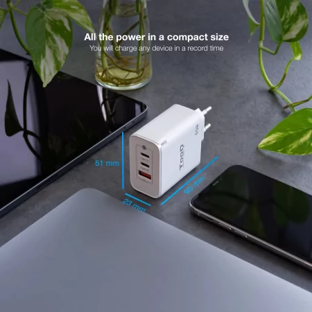 Kontrolsat - Carregador TooQ - USB-C/PD - 65W - Branco - TQWC-GANQC2PD65WT Kontrolsat - Carregador TooQ - USB-C/PD - 65W - Branco - TQWC-GANQC2PD65WT