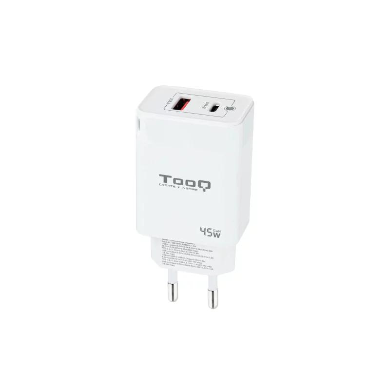 Kontrolsat - Carregador TooQ - USB-C/PD - 45W - Branco - TQWC-GANQCPD45WT Kontrolsat - Carregador TooQ - USB-C/PD - 45W - Branco - TQWC-GANQCPD45WT