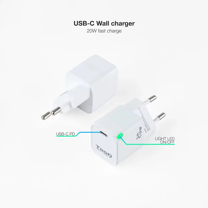 Kontrolsat - TooQ Charger - UBS-C - 20W - White - TQWC-PD20WT