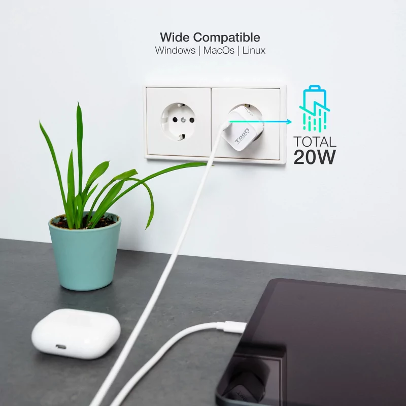 Kontrolsat - Carregador TooQ - UBS-C - 20W - Branco - TQWC-PD20WT