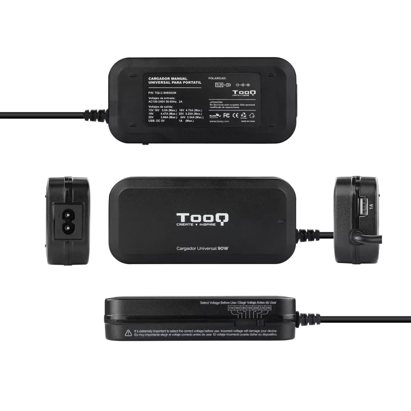 Kontrolsat - Carregador TooQ - P/ Portátil - Universal - 90W - USB 2.0 - TQLC-90BS02M