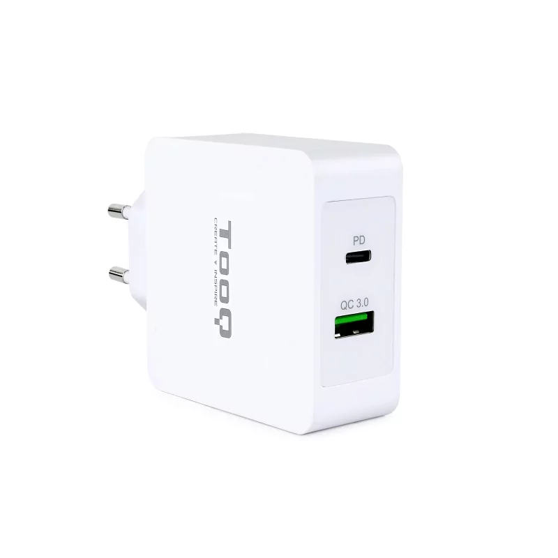 Kontrolsat - Carregador Duplo TooQ - USB-C PD + porta USB A QC3.0 - 48W - Branco - TQWC-2SC03WT Kontrolsat - Carregador Duplo TooQ - USB-C PD + porta USB A QC3.0 - 48W - Branco - TQWC-2SC03WT
