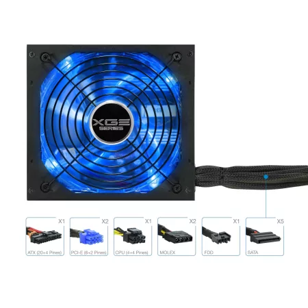 Kontrolsat - Xtreme Gaming Energy II Power Supply - 552W - W/ LED - TQXGEII-525SAP Kontrolsat - Xtreme Gaming Energy II Power Supply - 552W - W/ LED - TQXGEII-525SAP
