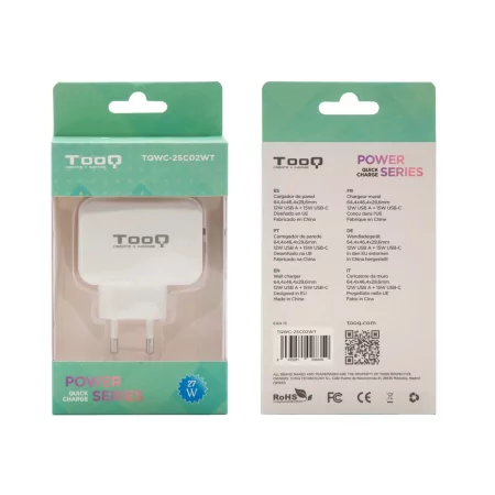Kontrolsat - Carregador Duplo TooQ - USB-C - 27W - Branco - TQWC-2SC02WT Kontrolsat - Carregador Duplo TooQ - USB-C - 27W - Branco - TQWC-2SC02WT