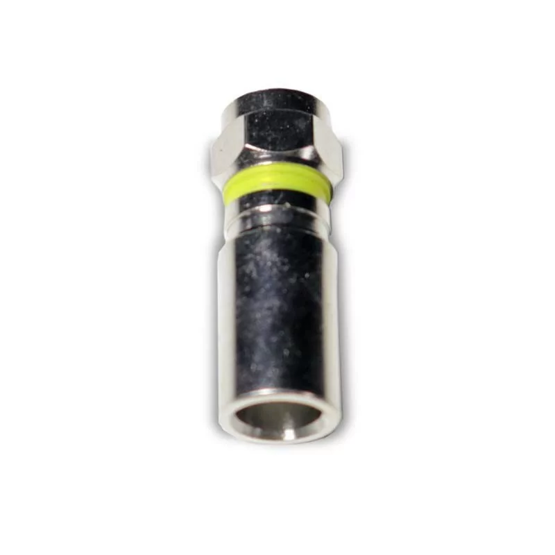 Conector F RG6 Amiko de Compressão - Alta Blindagem 115dB, Prateado