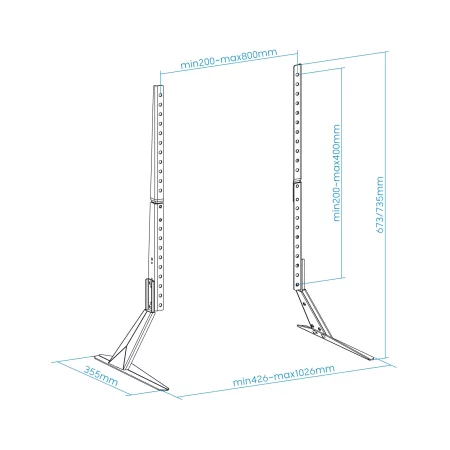 Kontrolsat - TooQ Table Stand - For Screens - 23" / 75" - Black - DB2375F-B