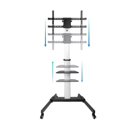 Kontrolsat - TooQ Floor Stand - W/ Wheels - For Screens - 37" / 86" - Aluminum - FS1886M-B Kontrolsat - TooQ Floor Stand - W/ Wheels - For Screens - 37" / 86" - Aluminum - FS1886M-B