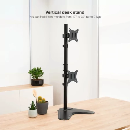 Kontrolsat - TooQ Table Stand - For 2 Screens - 17" / 32" - Black - DB1703TNV-B Kontrolsat - TooQ Table Stand - For 2 Screens - 17" / 32" - Black - DB1703TNV-B