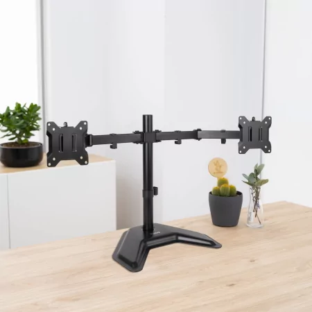 Kontrolsat - TooQ Table Stand - For 2 Screens - 17" / 32" - Black - DB1702TN-B Kontrolsat - TooQ Table Stand - For 2 Screens - 17" / 32" - Black - DB1702TN-B