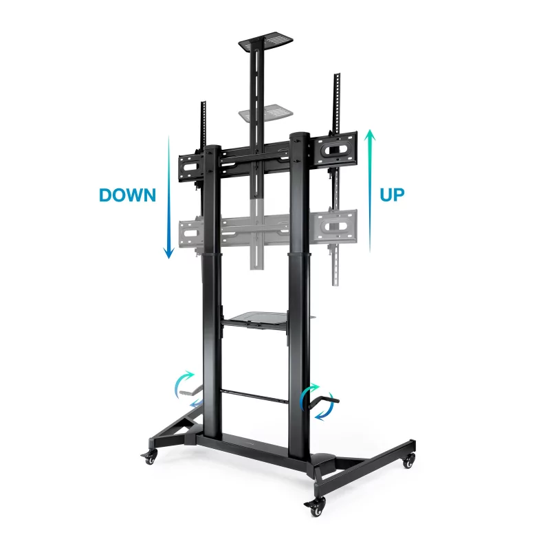 Kontrolsat - TooQ Adjustable Floor Stand - Zeus - W/ Wheels - 60" / 100" - Black - FS20400HM-B