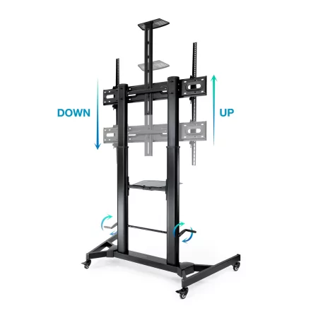 Kontrolsat - TooQ Adjustable Floor Stand - Zeus - W/ Wheels - 60" / 100" - Black - FS20400HM-B