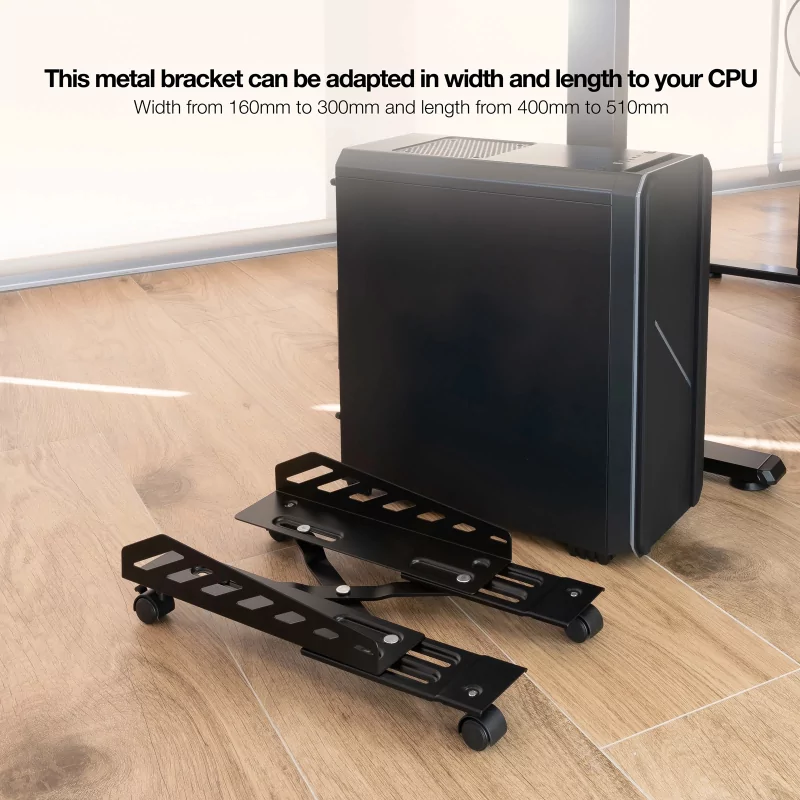 Kontrolsat - TooQ Floor Stand - For PC - W/ Wheels - Black - UMCS0024-B