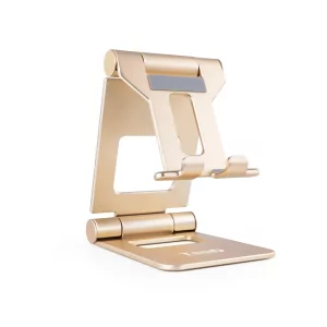 Kontrolsat - Suporte de Mesa Ajustável TooQ - P/ Telemóvel / Tablet - 10" - Dourado - PH-KEOPS-ALBA