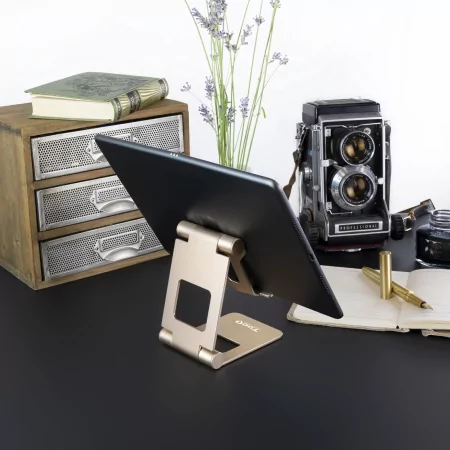 Kontrolsat - TooQ Adjustable Table Stand - For Cell Phone / Tablet - 10" - Gold - PH-KEOPS-ALBA