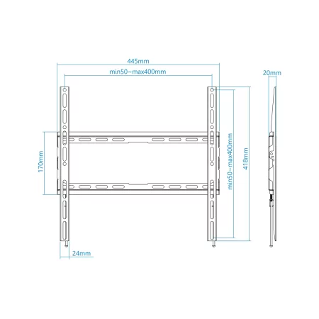 Kontrolsat - TooQ Wall Mount - 23" / 43" - Black - LP1070F-B Kontrolsat - TooQ Wall Mount - 23" / 43" - Black - LP1070F-B