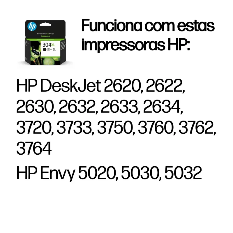 Kontrolsat - Tinteiro HP - 304 XL - Preto - 300 Páginas - N9K08AE
