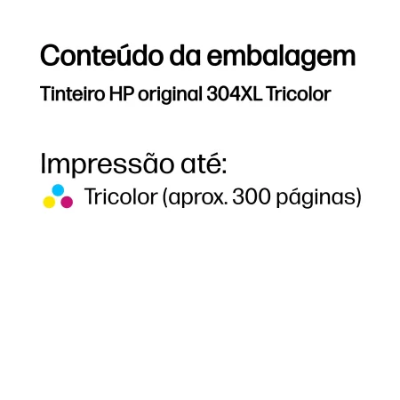 Kontrolsat - Tinteiro HP - 304 XL - Tricolor - 300 Páginas - N9K07AE Kontrolsat - Tinteiro HP - 304 XL - Tricolor - 300 Páginas - N9K07AE