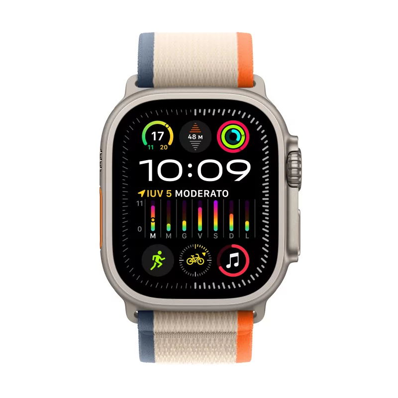 Kontrolsat - Apple Watch Ultra 2 GPS + Cellular Titanium | Orange/Beige Loop Trail Bracelet - Medium / Large (49mm)