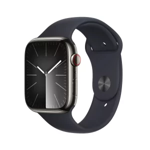 Kontrolsat - Apple Watch Series 9 GPS + Cellular Graphite Stainless Steel | Sport Midnight Strap S/M (45mm)