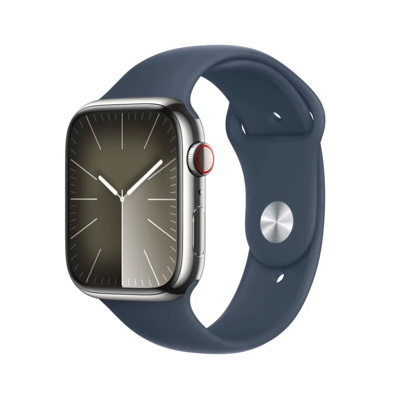 Kontrolsat - Apple Watch Series 9 GPS + Cellular Silver Stainless Steel | Trovoada Blue Sport Strap - M/L (45mm) Kontrolsat - Apple Watch Series 9 GPS + Cellular Silver Stainless Steel | Trovoada Blue Sport Strap - M/L (45mm)