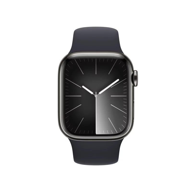 Kontrolsat - Apple Watch Series 9 GPS + Cellular Graphite Stainless Steel | Midnight Sport Bracelet M/L (41mm)