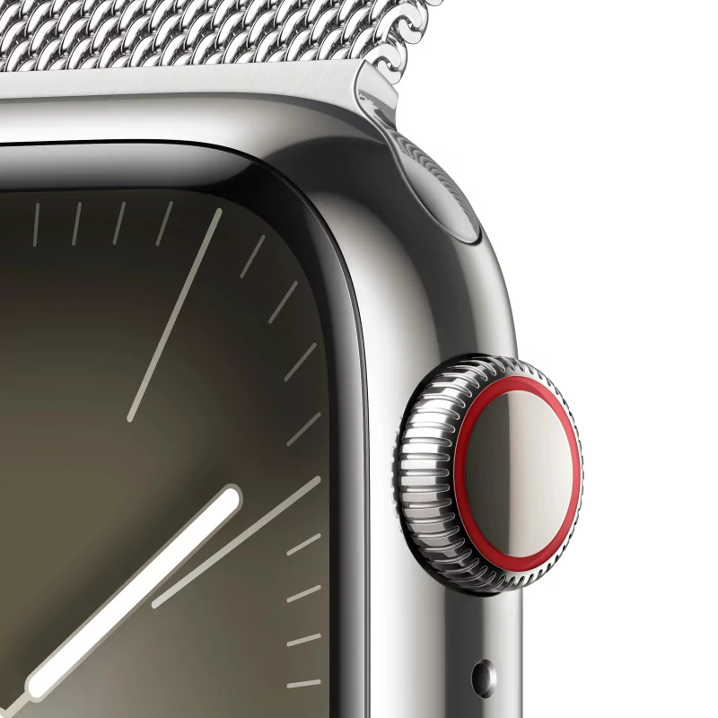 Kontrolsat - Apple Watch Series 9 GPS + Cellular Silver Stainless Steel | Silver Milanese Loop Bracelet (41mm)