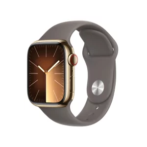 Kontrolsat - Apple Watch Series 9 GPS + Cellular Gold Stainless Steel | Sport Clay Bracelet - M/L (41mm)