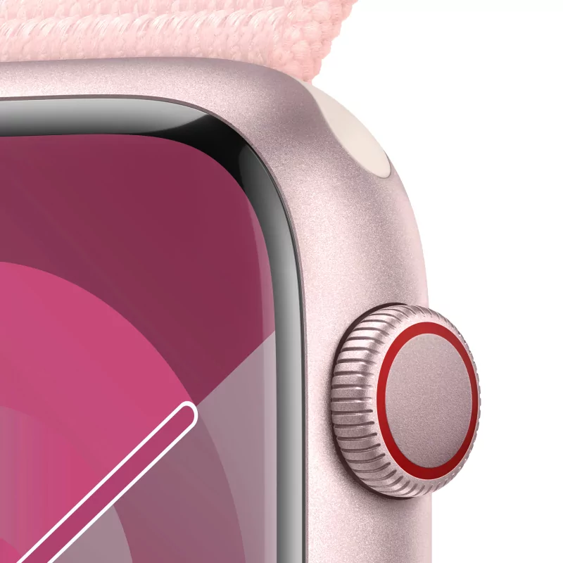 Kontrolsat - Apple Watch Series 9 GPS + Cellular Aluminum Pink | Light Pink Sport Loop Strap (45mm)
