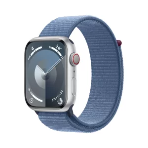 Kontrolsat - Apple Watch Series 9 GPS + Cellular Silver Aluminum | Winter Blue Sport Loop Strap (45mm)