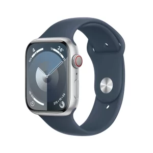 Kontrolsat - Apple Watch Series 9 GPS + Cellular Silver Aluminum | Trovoada Blue Sport Strap - M/L (45mm)