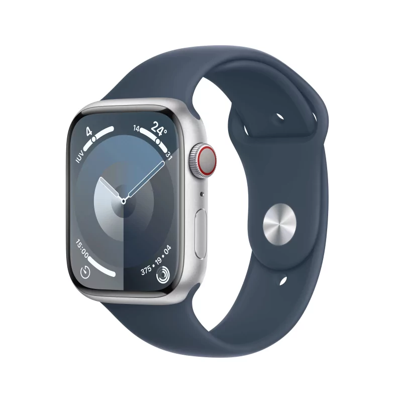 Kontrolsat - Apple Watch Series 9 GPS + Cellular Silver Aluminum | Trovoada Blue Sport Strap - M/L (45mm) Kontrolsat - Apple Watch Series 9 GPS + Cellular Silver Aluminum | Trovoada Blue Sport Strap - M/L (45mm)