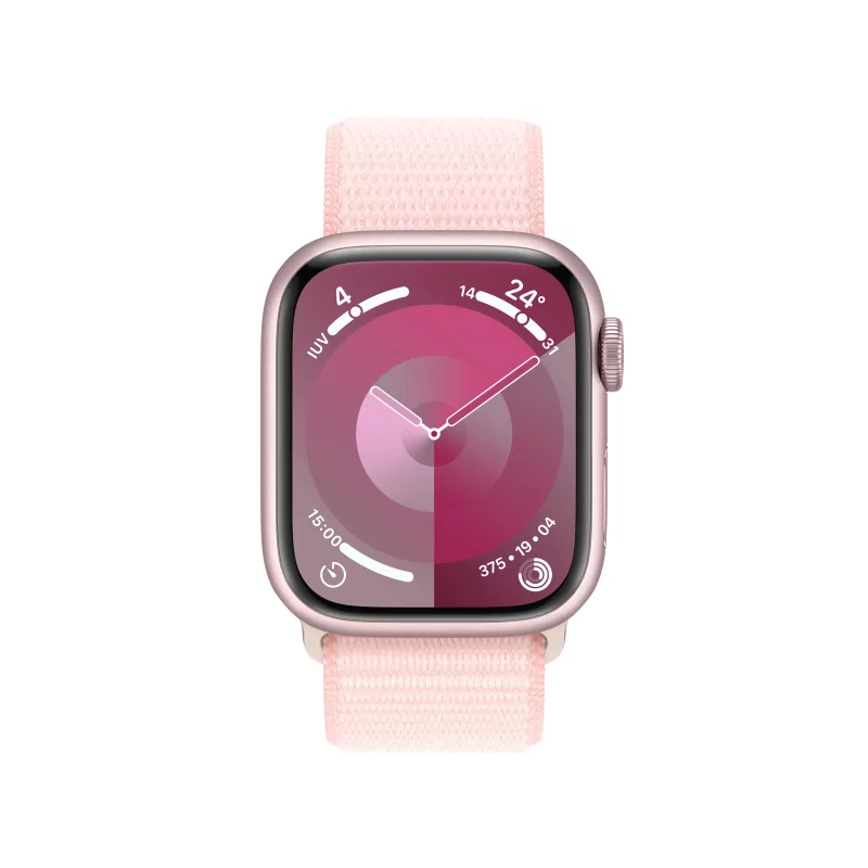 Kontrolsat - Apple Watch Series 9 GPS + Cellular Aluminum Pink | Light Pink Sport Loop Strap (41mm)