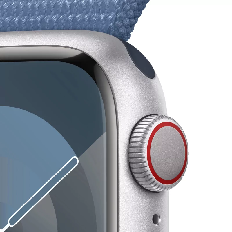 Kontrolsat - Apple Watch Series 9 GPS + Cellular Silver Aluminum | Winter Blue Sport Loop Bracelet (41mm)