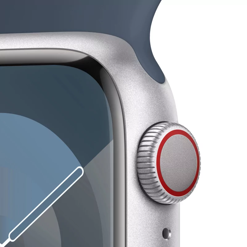 Kontrolsat - Apple Watch Series 9 GPS + Cellular Silver Aluminum | Trovoada Blue Sport Bracelet - S/M (41mm)