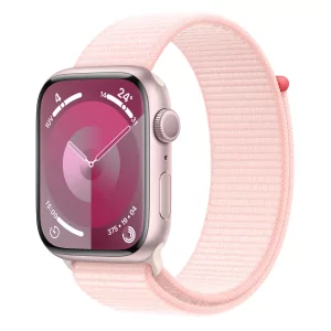 Kontrolsat - Apple Watch Series 9 GPS Aluminum Pink | Light Pink Sport Loop Strap (45mm)