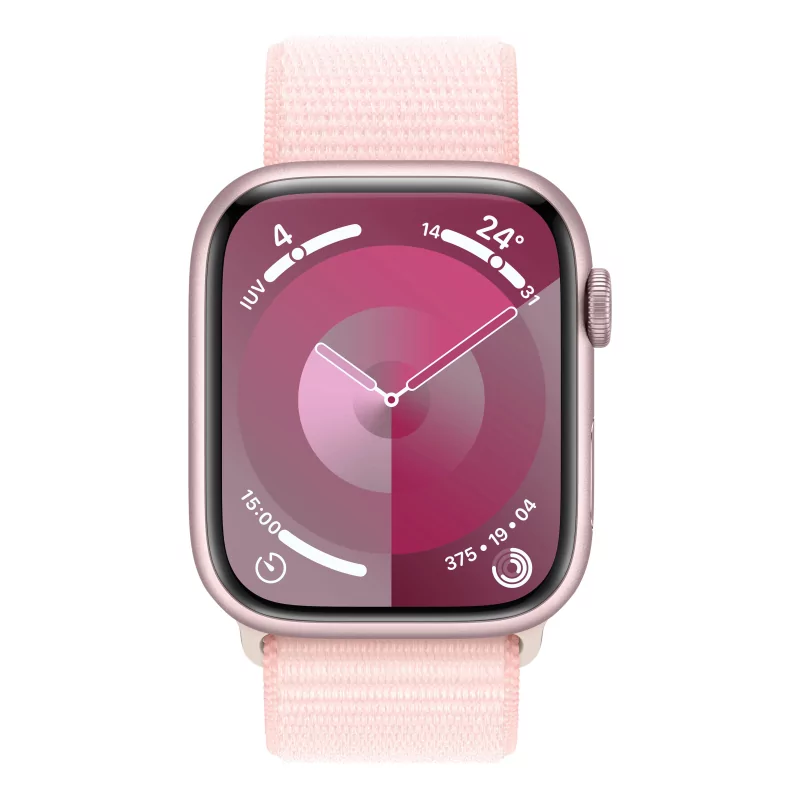 Kontrolsat - Apple Watch Series 9 GPS Aluminum Pink | Light Pink Sport Loop Strap (45mm)