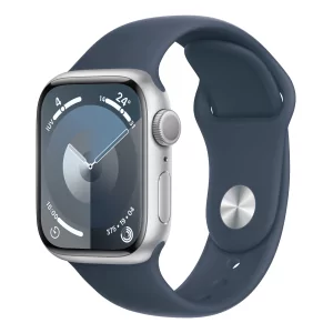 Kontrolsat - Apple Watch Series 9 GPS Alumínio Prateado | Bracelete Sport Azul Trovoada - M/L (41mm)